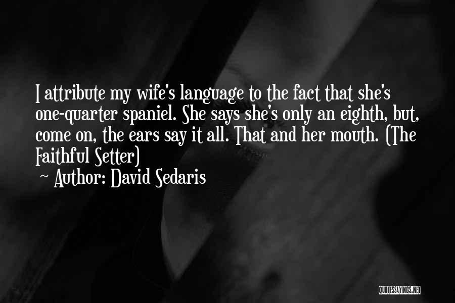 David Sedaris Quotes: I Attribute My Wife's Language To The Fact That She's One-quarter Spaniel. She Says She's Only An Eighth, But, Come