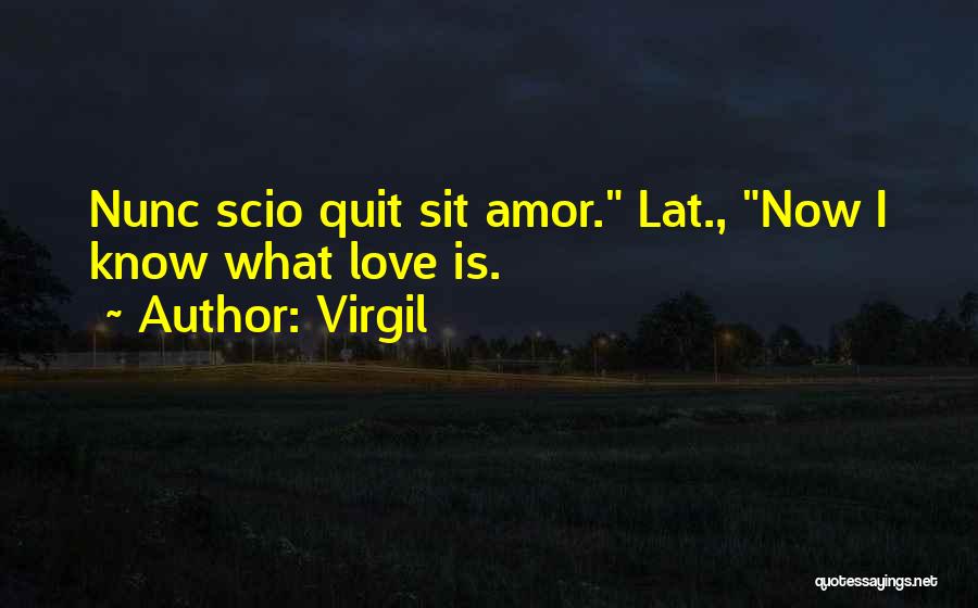 Virgil Quotes: Nunc Scio Quit Sit Amor. Lat., Now I Know What Love Is.