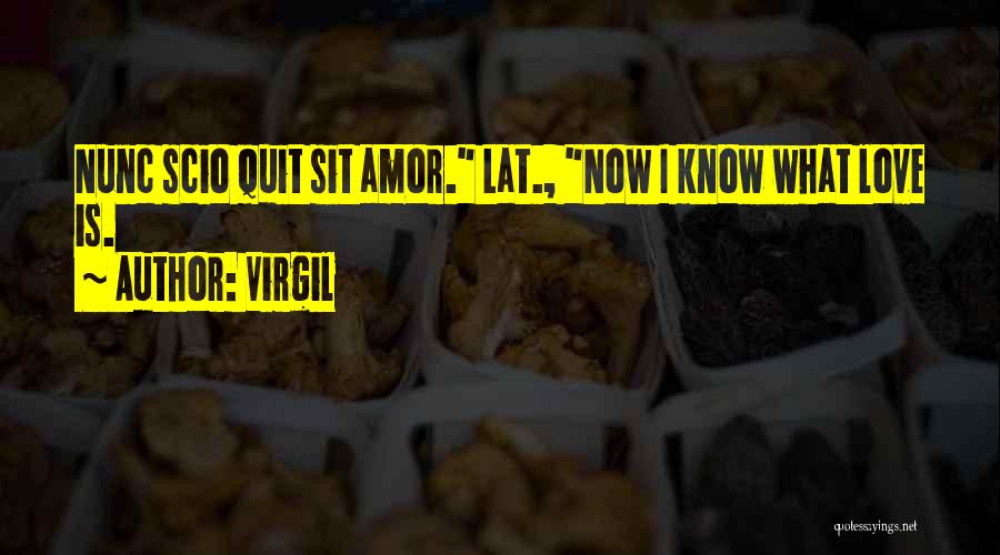 Virgil Quotes: Nunc Scio Quit Sit Amor. Lat., Now I Know What Love Is.