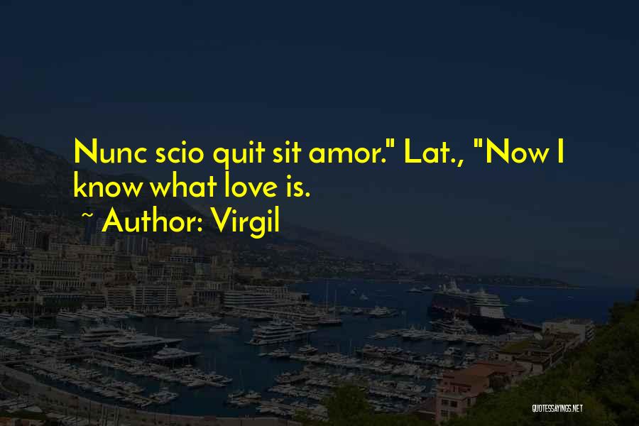 Virgil Quotes: Nunc Scio Quit Sit Amor. Lat., Now I Know What Love Is.