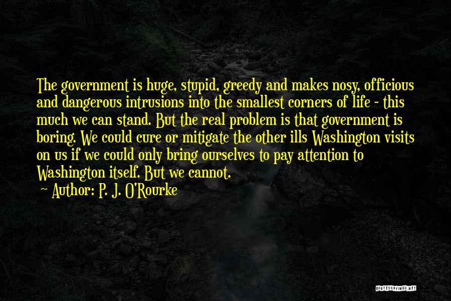 P. J. O'Rourke Quotes: The Government Is Huge, Stupid, Greedy And Makes Nosy, Officious And Dangerous Intrusions Into The Smallest Corners Of Life -