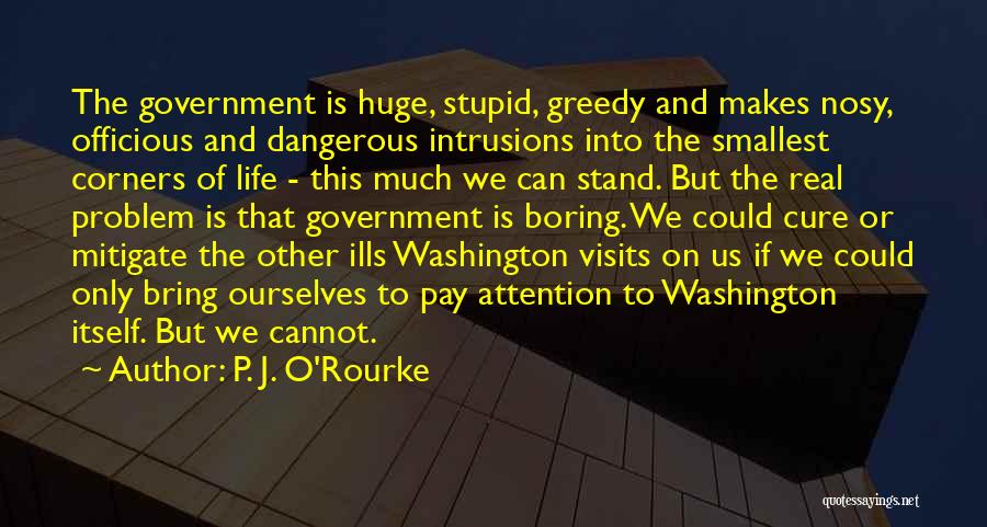 P. J. O'Rourke Quotes: The Government Is Huge, Stupid, Greedy And Makes Nosy, Officious And Dangerous Intrusions Into The Smallest Corners Of Life -
