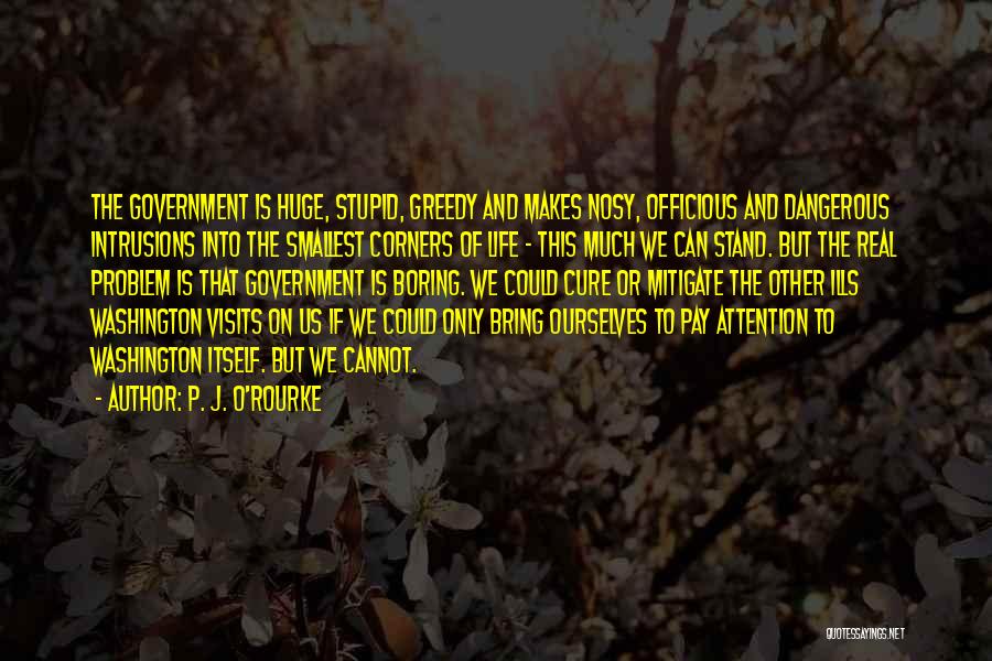 P. J. O'Rourke Quotes: The Government Is Huge, Stupid, Greedy And Makes Nosy, Officious And Dangerous Intrusions Into The Smallest Corners Of Life -