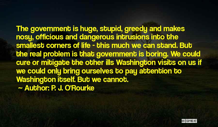 P. J. O'Rourke Quotes: The Government Is Huge, Stupid, Greedy And Makes Nosy, Officious And Dangerous Intrusions Into The Smallest Corners Of Life -