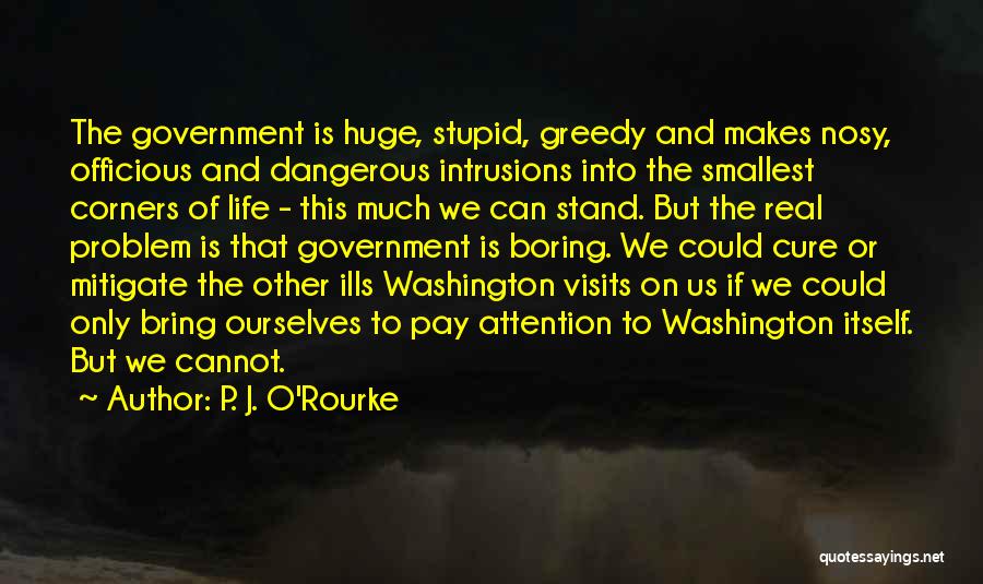 P. J. O'Rourke Quotes: The Government Is Huge, Stupid, Greedy And Makes Nosy, Officious And Dangerous Intrusions Into The Smallest Corners Of Life -