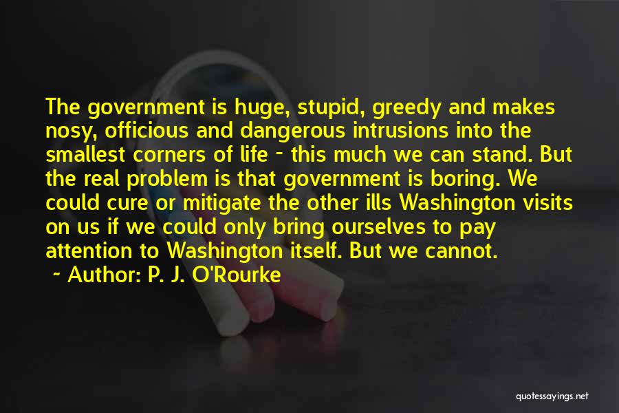 P. J. O'Rourke Quotes: The Government Is Huge, Stupid, Greedy And Makes Nosy, Officious And Dangerous Intrusions Into The Smallest Corners Of Life -