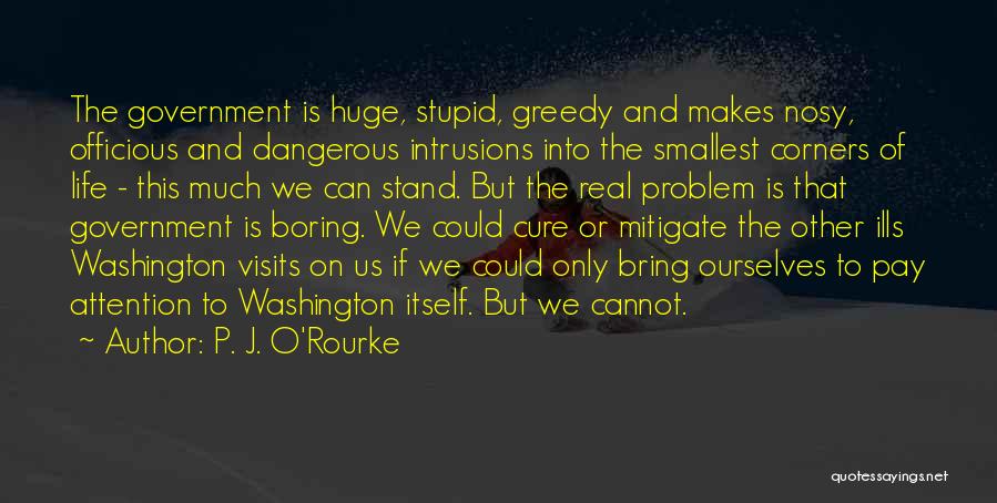 P. J. O'Rourke Quotes: The Government Is Huge, Stupid, Greedy And Makes Nosy, Officious And Dangerous Intrusions Into The Smallest Corners Of Life -