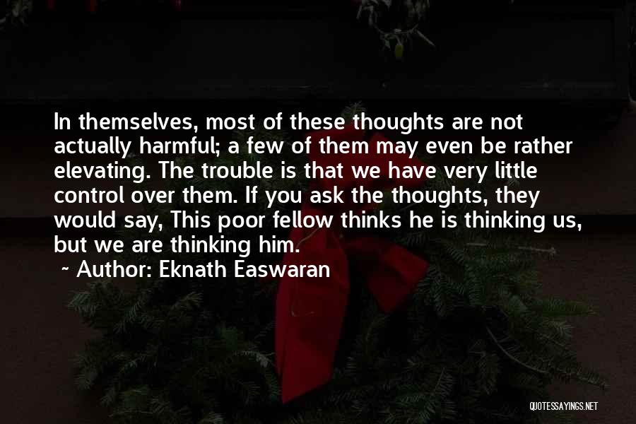 Eknath Easwaran Quotes: In Themselves, Most Of These Thoughts Are Not Actually Harmful; A Few Of Them May Even Be Rather Elevating. The