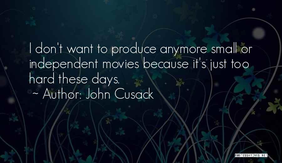 John Cusack Quotes: I Don't Want To Produce Anymore Small Or Independent Movies Because It's Just Too Hard These Days.