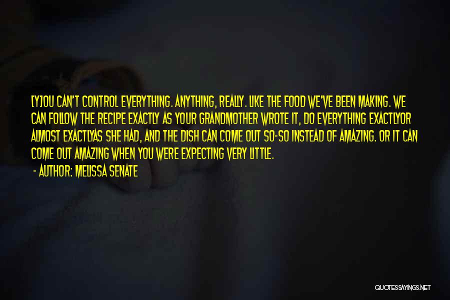 Melissa Senate Quotes: [y]ou Can't Control Everything. Anything, Really. Like The Food We've Been Making. We Can Follow The Recipe Exactly As Your