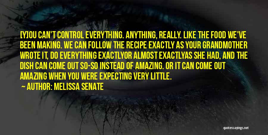 Melissa Senate Quotes: [y]ou Can't Control Everything. Anything, Really. Like The Food We've Been Making. We Can Follow The Recipe Exactly As Your