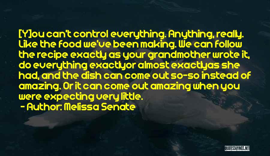 Melissa Senate Quotes: [y]ou Can't Control Everything. Anything, Really. Like The Food We've Been Making. We Can Follow The Recipe Exactly As Your