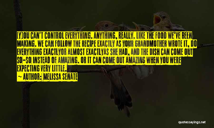 Melissa Senate Quotes: [y]ou Can't Control Everything. Anything, Really. Like The Food We've Been Making. We Can Follow The Recipe Exactly As Your