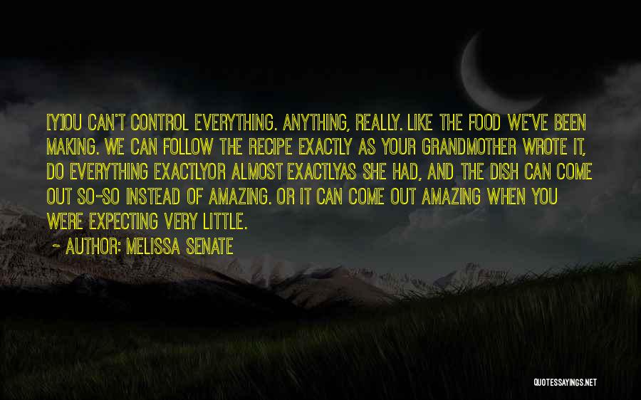 Melissa Senate Quotes: [y]ou Can't Control Everything. Anything, Really. Like The Food We've Been Making. We Can Follow The Recipe Exactly As Your