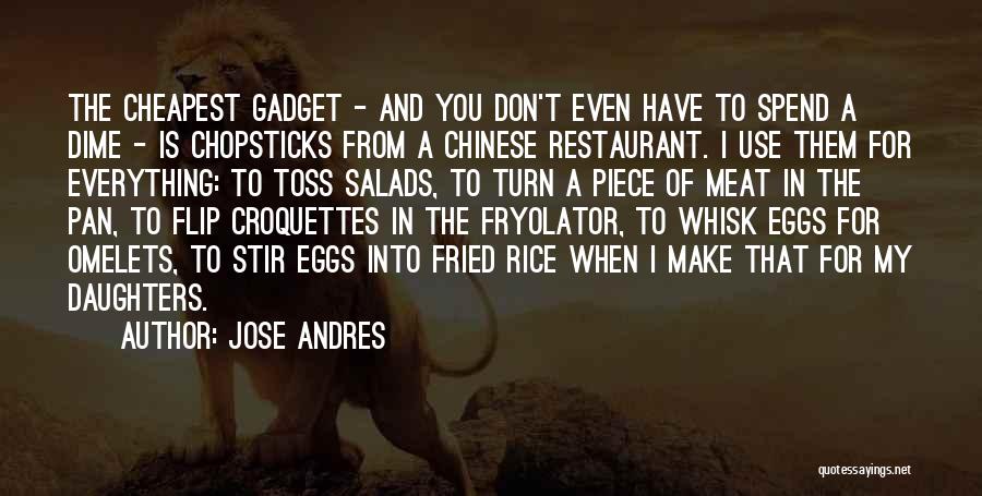 Jose Andres Quotes: The Cheapest Gadget - And You Don't Even Have To Spend A Dime - Is Chopsticks From A Chinese Restaurant.