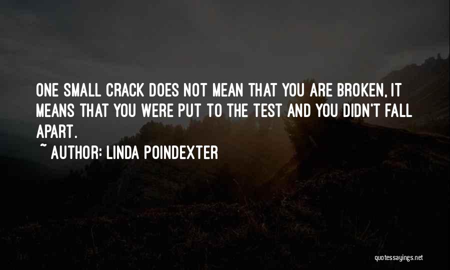 Linda Poindexter Quotes: One Small Crack Does Not Mean That You Are Broken, It Means That You Were Put To The Test And