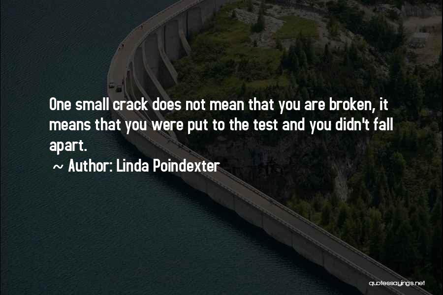 Linda Poindexter Quotes: One Small Crack Does Not Mean That You Are Broken, It Means That You Were Put To The Test And