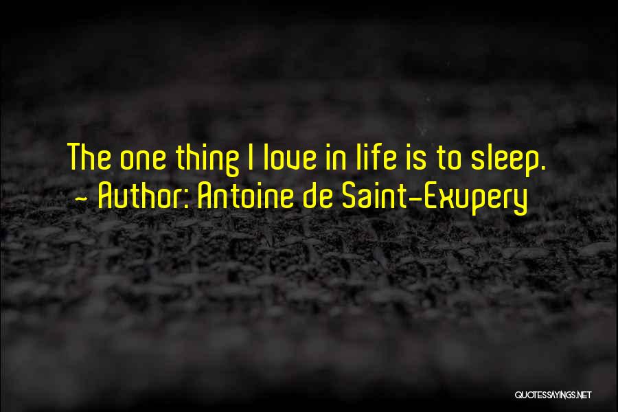 Antoine De Saint-Exupery Quotes: The One Thing I Love In Life Is To Sleep.