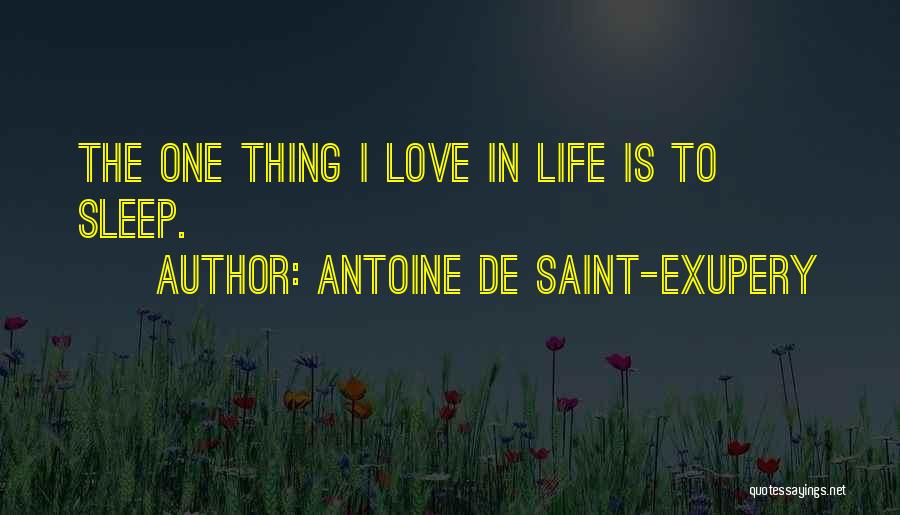 Antoine De Saint-Exupery Quotes: The One Thing I Love In Life Is To Sleep.