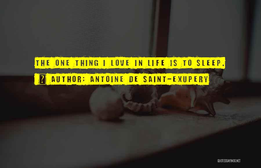 Antoine De Saint-Exupery Quotes: The One Thing I Love In Life Is To Sleep.