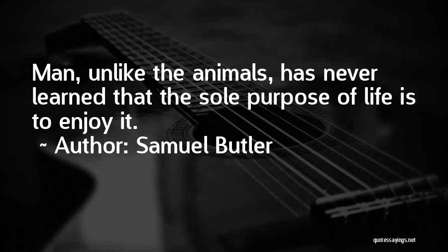 Samuel Butler Quotes: Man, Unlike The Animals, Has Never Learned That The Sole Purpose Of Life Is To Enjoy It.