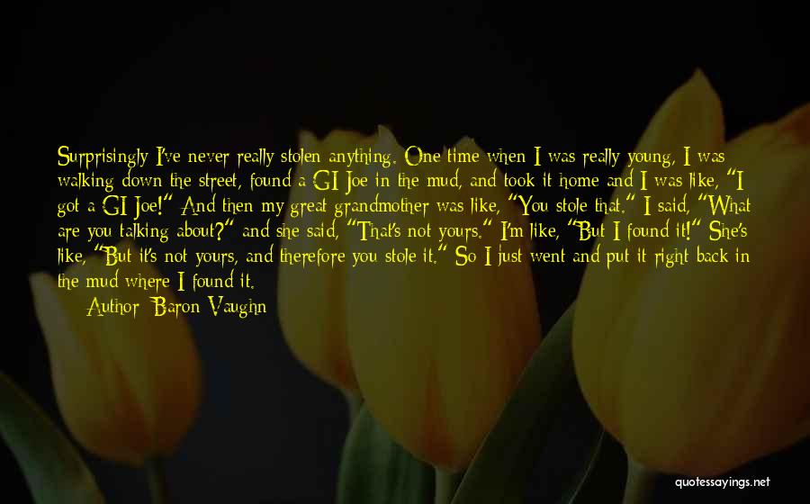 Baron Vaughn Quotes: Surprisingly I've Never Really Stolen Anything. One Time When I Was Really Young, I Was Walking Down The Street, Found