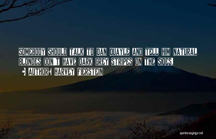 Harvey Fierstein Quotes: Somebody Should Talk To Dan Quayle And Tell Him Natural Blondes Don't Have Dark Grey Stripes On The Sides.