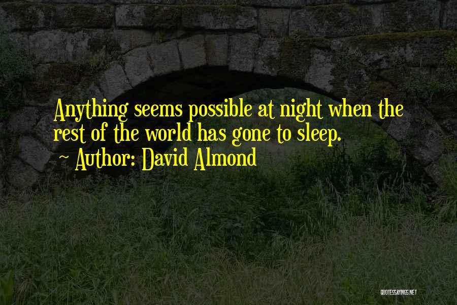 David Almond Quotes: Anything Seems Possible At Night When The Rest Of The World Has Gone To Sleep.