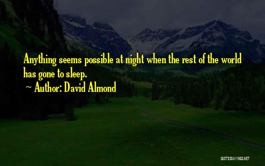 David Almond Quotes: Anything Seems Possible At Night When The Rest Of The World Has Gone To Sleep.