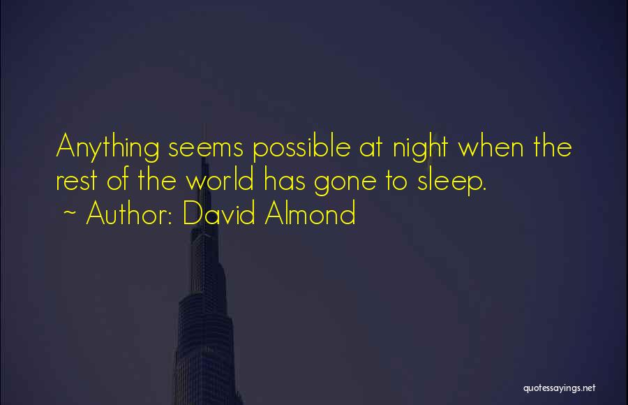 David Almond Quotes: Anything Seems Possible At Night When The Rest Of The World Has Gone To Sleep.