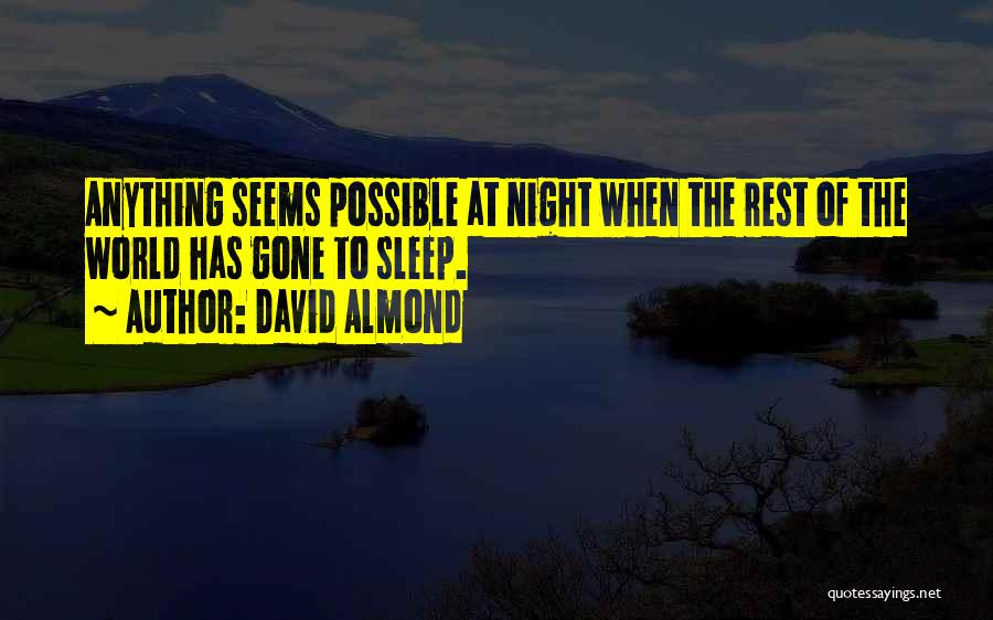 David Almond Quotes: Anything Seems Possible At Night When The Rest Of The World Has Gone To Sleep.