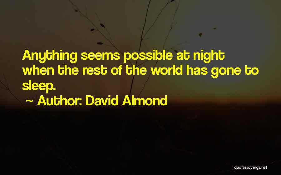 David Almond Quotes: Anything Seems Possible At Night When The Rest Of The World Has Gone To Sleep.