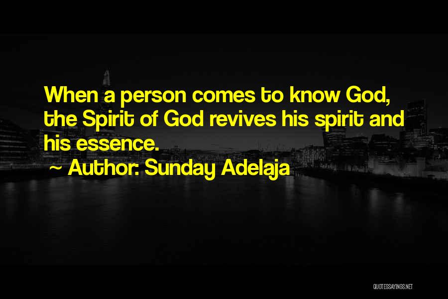 Sunday Adelaja Quotes: When A Person Comes To Know God, The Spirit Of God Revives His Spirit And His Essence.