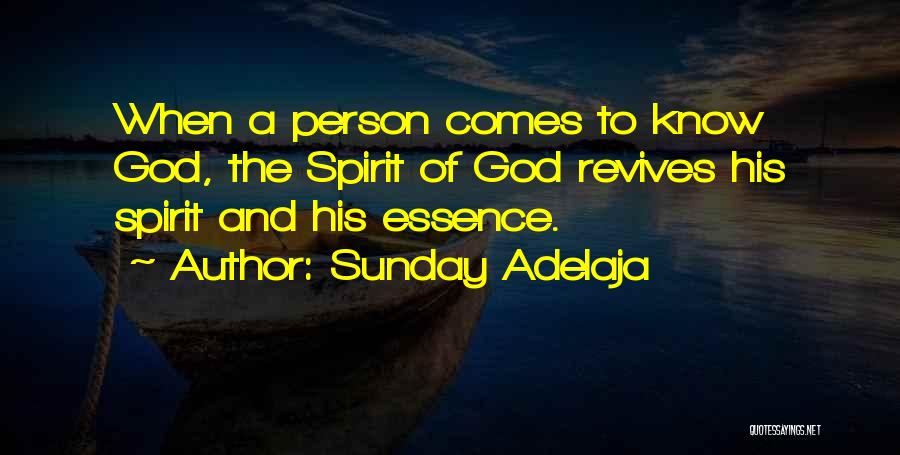 Sunday Adelaja Quotes: When A Person Comes To Know God, The Spirit Of God Revives His Spirit And His Essence.