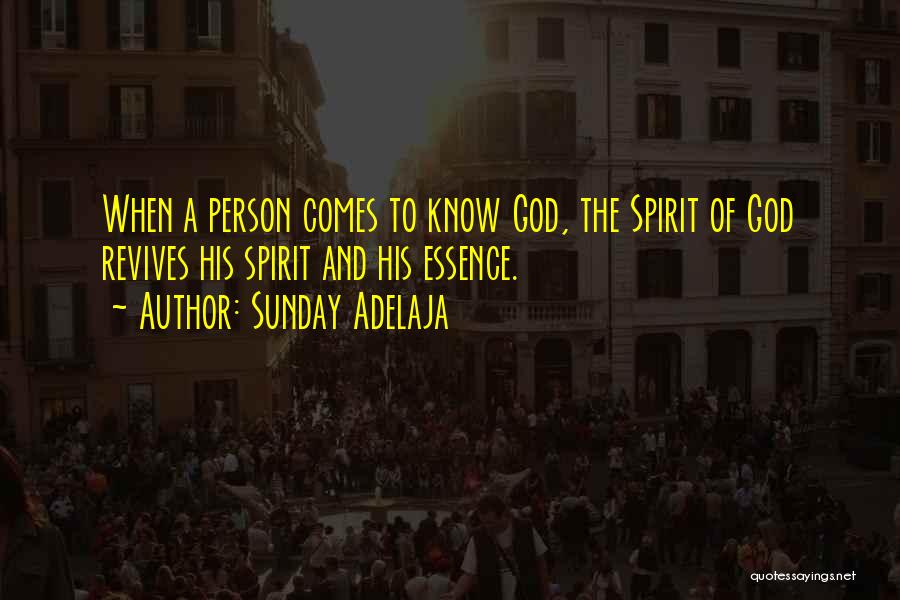 Sunday Adelaja Quotes: When A Person Comes To Know God, The Spirit Of God Revives His Spirit And His Essence.