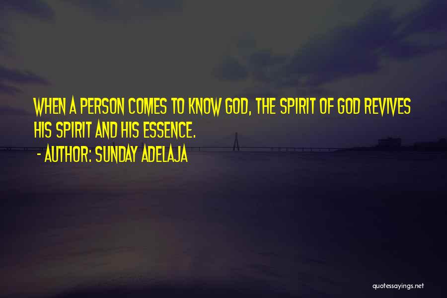 Sunday Adelaja Quotes: When A Person Comes To Know God, The Spirit Of God Revives His Spirit And His Essence.