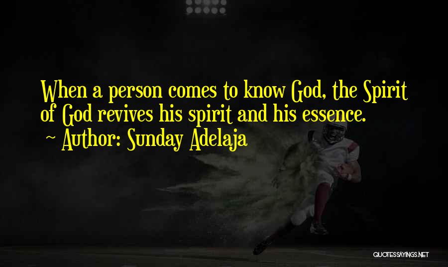 Sunday Adelaja Quotes: When A Person Comes To Know God, The Spirit Of God Revives His Spirit And His Essence.