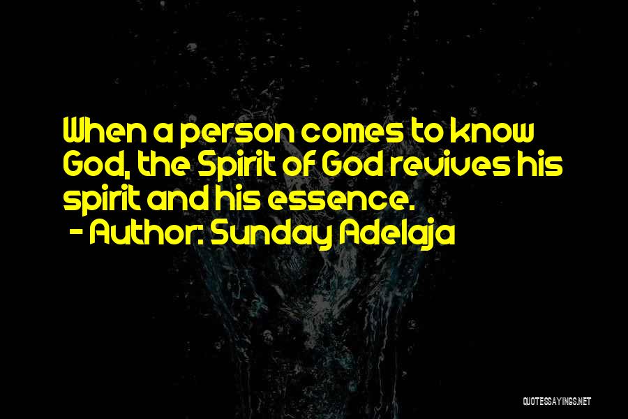 Sunday Adelaja Quotes: When A Person Comes To Know God, The Spirit Of God Revives His Spirit And His Essence.