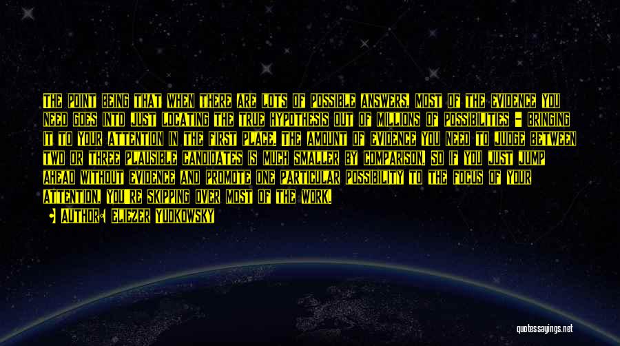 Eliezer Yudkowsky Quotes: The Point Being That When There Are Lots Of Possible Answers, Most Of The Evidence You Need Goes Into Just