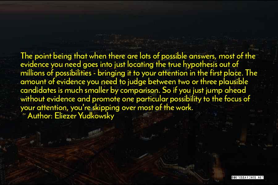 Eliezer Yudkowsky Quotes: The Point Being That When There Are Lots Of Possible Answers, Most Of The Evidence You Need Goes Into Just