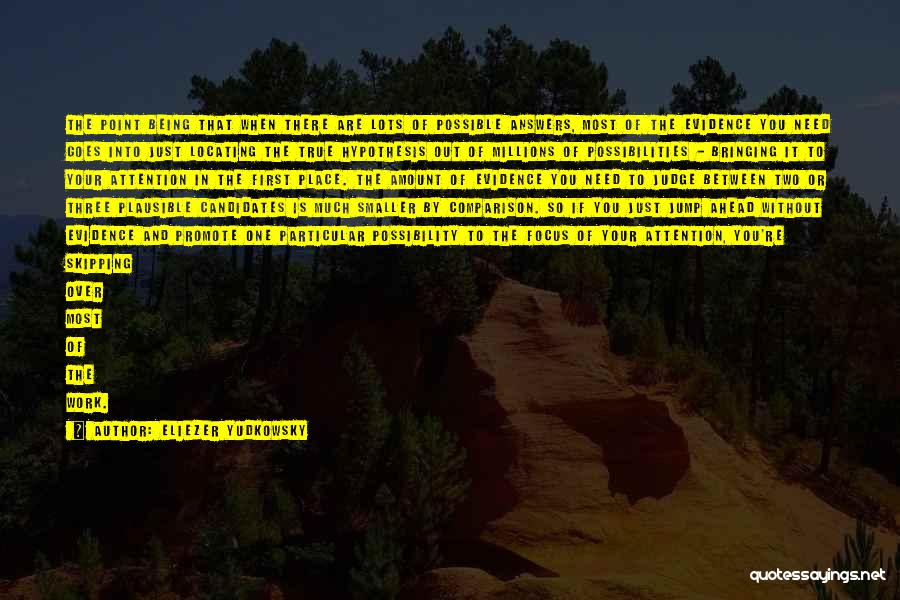 Eliezer Yudkowsky Quotes: The Point Being That When There Are Lots Of Possible Answers, Most Of The Evidence You Need Goes Into Just