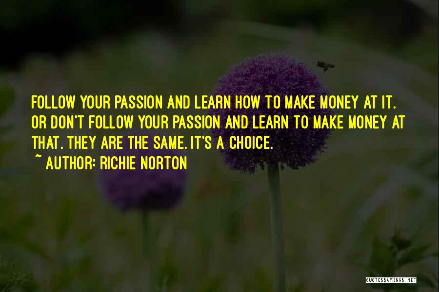 Richie Norton Quotes: Follow Your Passion And Learn How To Make Money At It. Or Don't Follow Your Passion And Learn To Make