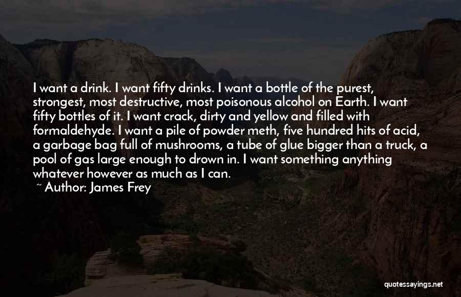 James Frey Quotes: I Want A Drink. I Want Fifty Drinks. I Want A Bottle Of The Purest, Strongest, Most Destructive, Most Poisonous