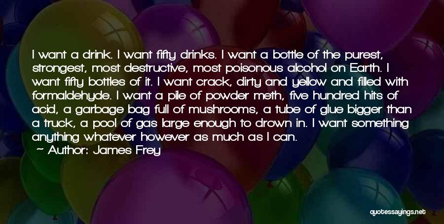 James Frey Quotes: I Want A Drink. I Want Fifty Drinks. I Want A Bottle Of The Purest, Strongest, Most Destructive, Most Poisonous