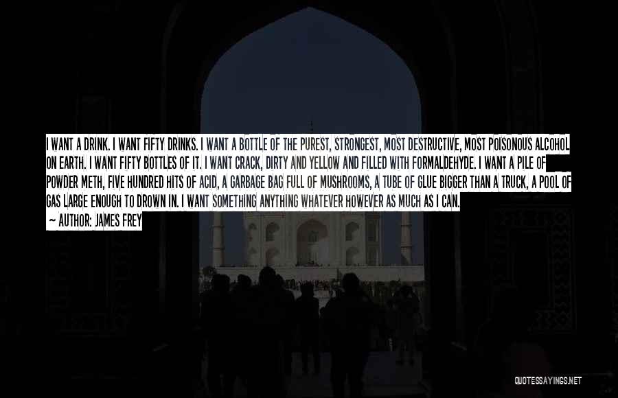 James Frey Quotes: I Want A Drink. I Want Fifty Drinks. I Want A Bottle Of The Purest, Strongest, Most Destructive, Most Poisonous