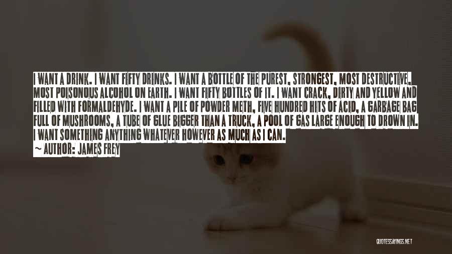 James Frey Quotes: I Want A Drink. I Want Fifty Drinks. I Want A Bottle Of The Purest, Strongest, Most Destructive, Most Poisonous