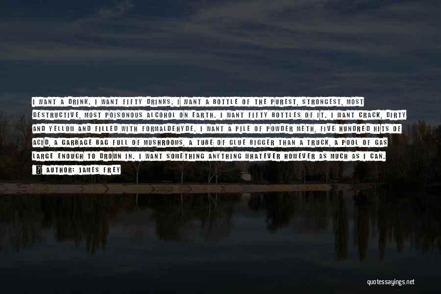 James Frey Quotes: I Want A Drink. I Want Fifty Drinks. I Want A Bottle Of The Purest, Strongest, Most Destructive, Most Poisonous