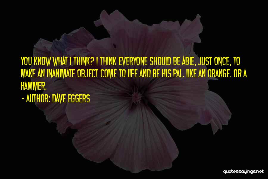 Dave Eggers Quotes: You Know What I Think? I Think Everyone Should Be Able, Just Once, To Make An Inanimate Object Come To