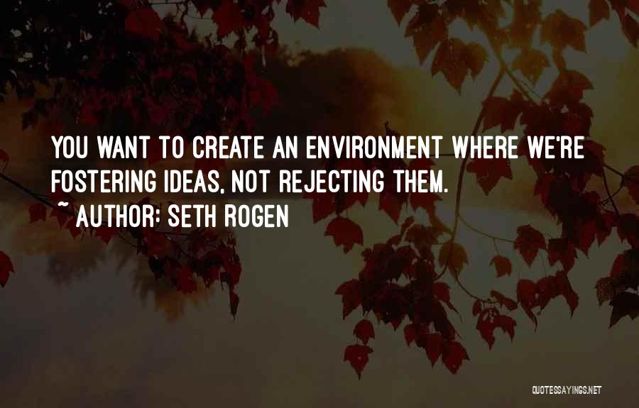 Seth Rogen Quotes: You Want To Create An Environment Where We're Fostering Ideas, Not Rejecting Them.
