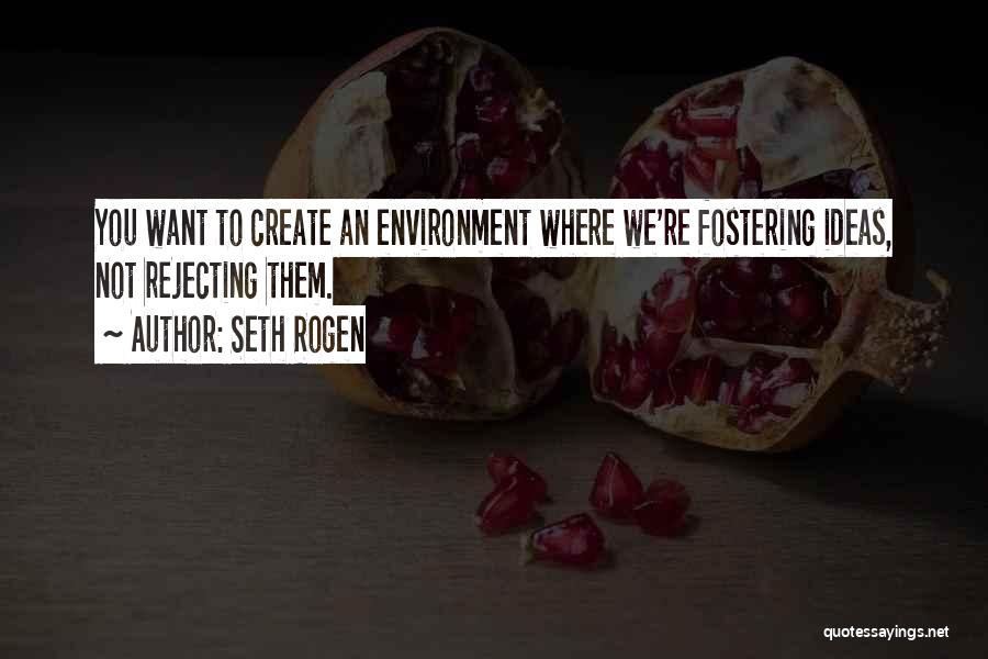 Seth Rogen Quotes: You Want To Create An Environment Where We're Fostering Ideas, Not Rejecting Them.